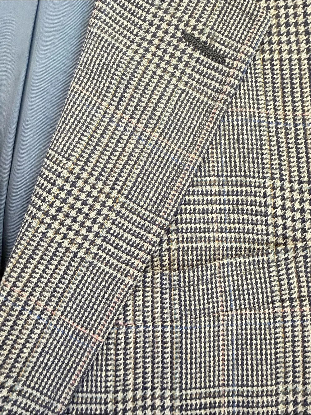 Vintage 70s Brooks Brothers USA Silk Wool Glen Plaid Houndstooth Blazer Coat 40R